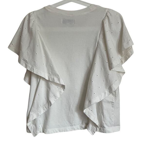 Madewell Flutter Sleeve Top in White Size S - Picture 8 of 10